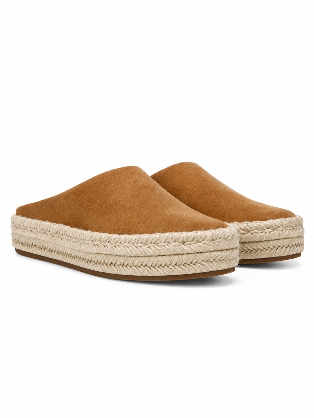 VINCE Ulla Hemp Leather Espadrille Platform Tan Mules SIZE 9.5 NWOT $230. NICE!